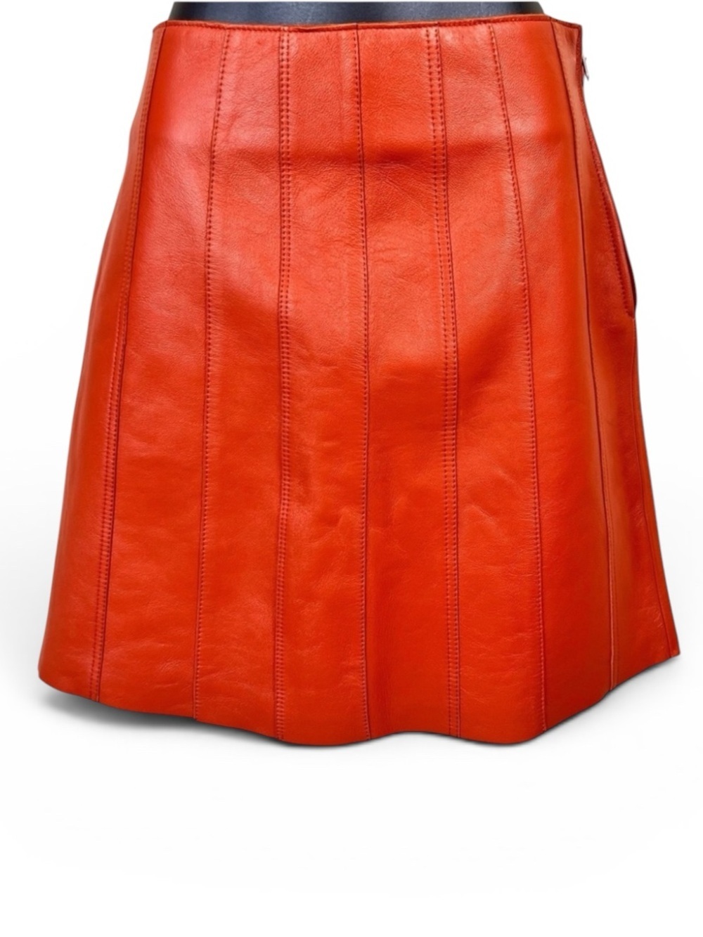Sandro Aubin Seamed Leather Mini Skirt In Caramel